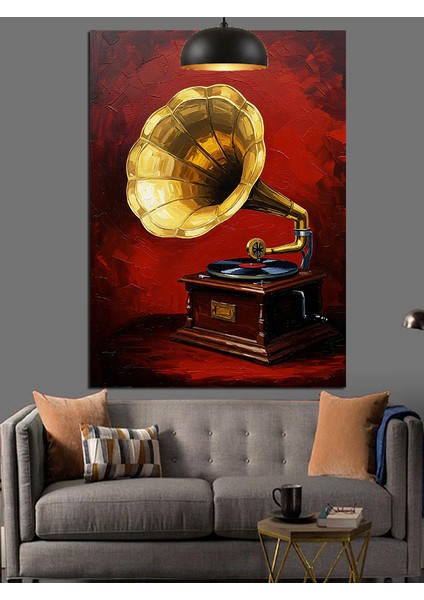 Eski Gramofon Müzik Aleti Dekoratif Kanvas - Mdf Ahşap Tablo indirimleri
