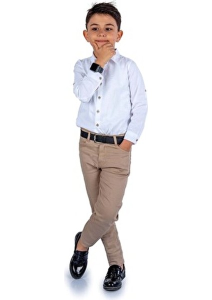 Erkek Çocuk Takım Gömlek ve Pantolon Seti Şıklığıyla Dikkat Çeker indirimleri