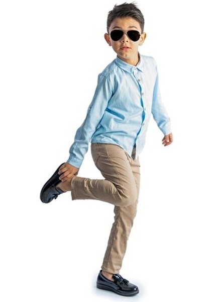 Erkek Çocuk Gömlek ve Pantolon Takımı Rahat Kullanım İçin 100% Pamuklu