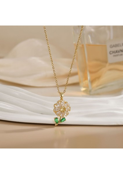 Yeni Kıdemli Işık Duygusu Lüks Mikro Set Zirkonya Bakır 18 Ayar Altın Kaplama Kolye Kolye Köprücük Kemiği Zinciri Takı ile Kadın Moda (Yurt Dışından)