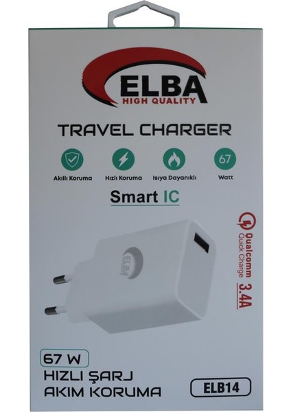 ELB14 ELB-67W USB 67W 3.4A Hızlı Şarj Akıllı Koruma -Isıya Dayanıklı Ev Şarj Kafa fiyatları