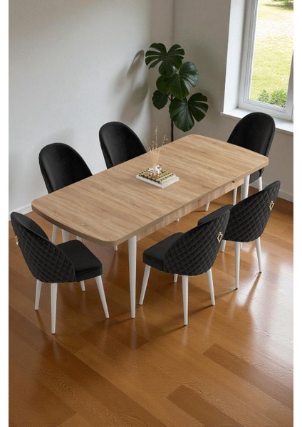 Mura Meşe 80x132 Açılabilir Mdf Masa Yemek Odası Takımı, Mutfak Takımı 6 Adet Sandalye fiyatları