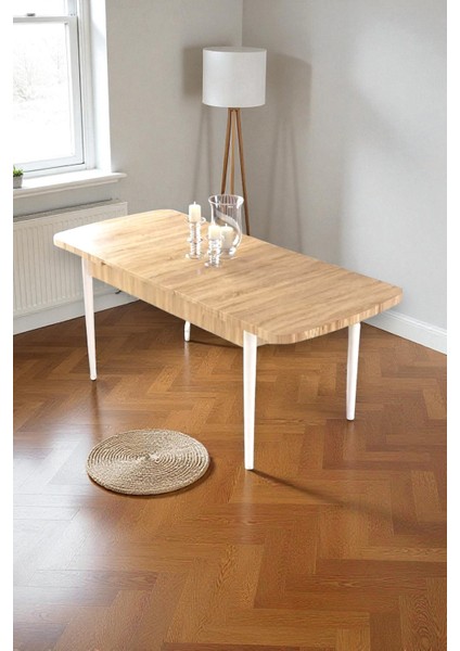 Mura Meşe 80x132 Açılabilir Mdf Masa Yemek Odası Takımı, Mutfak Takımı 6 Adet Sandalye fırsatları