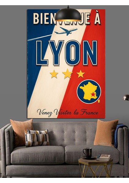 Lyon Fransa Poster Vintage Dekoratif Kanvas - Mdf Ahşap Tablo fiyatları
