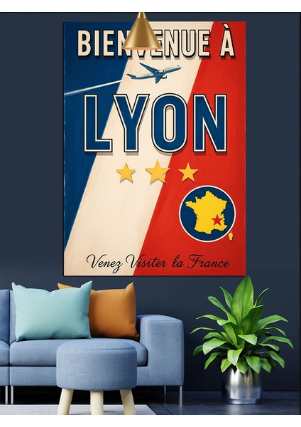 Lyon Fransa Poster Vintage Dekoratif Kanvas - Mdf Ahşap Tablo modelleri