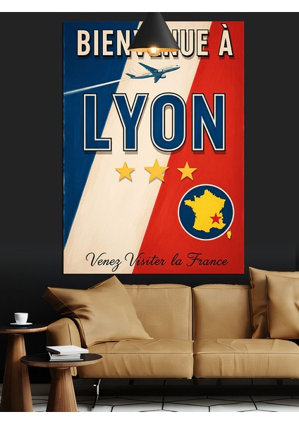 Lyon Fransa Poster Vintage Dekoratif Kanvas - Mdf Ahşap Tablo fırsatları