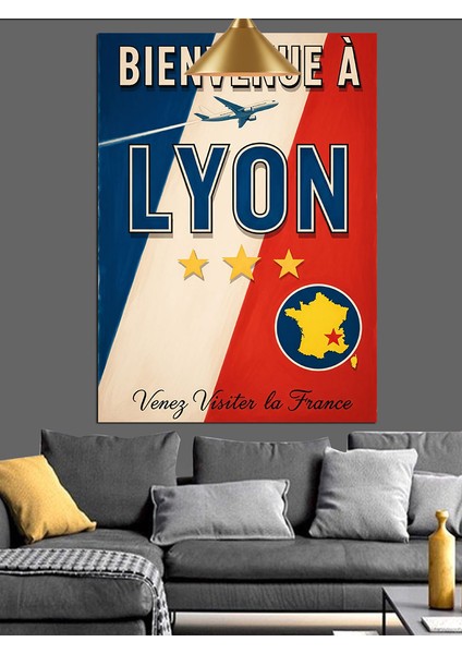 Lyon Fransa Poster Vintage Dekoratif Kanvas - Mdf Ahşap Tablo indirimleri