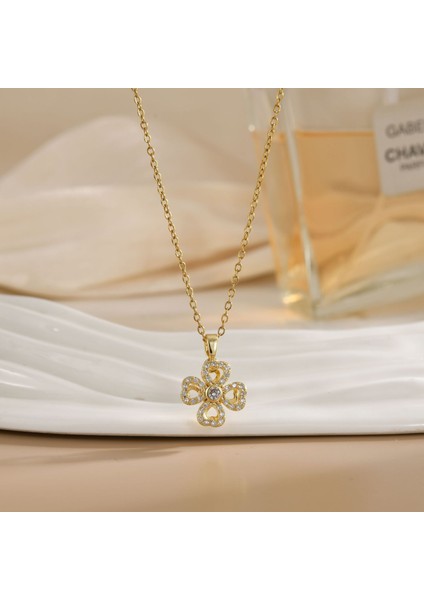 Yeni Kıdemli Işık Duygusu Lüks Mikro Set Zirkonya Bakır 18 Ayar Altın Kaplama Kolye Kolye Köprücük Kemiği Zinciri Takı ile Kadın Moda (Yurt Dışından)