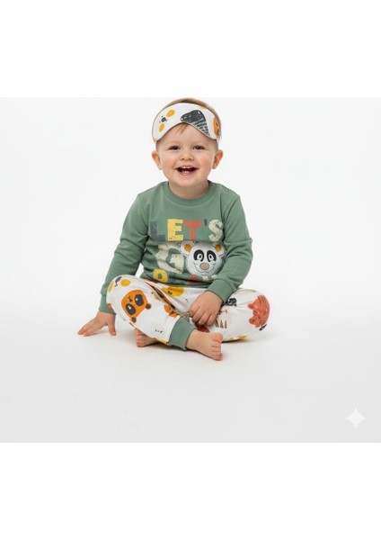 Eğlenceli Ayıcık Temalı Pamuk Erkek Bebek ve Çocuk Pijama Takımı Maske Hediyeli fiyatları