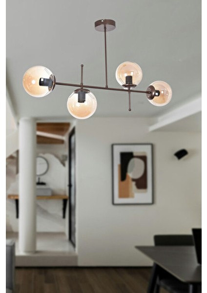 Feris 4'lü Avize Modern Tasarım Kahverengi Renk Led Uyumlu Aydınlatma modelleri