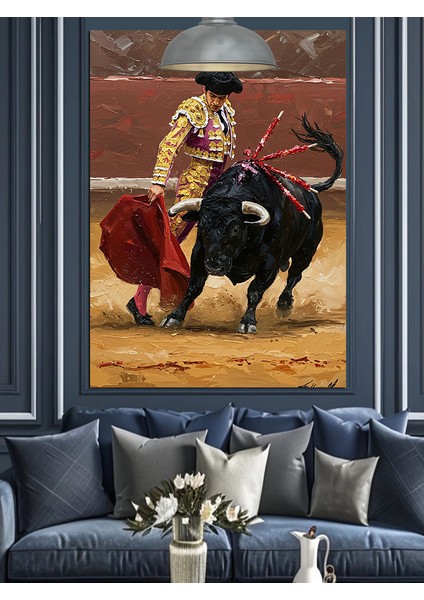 Boğa ile Güreşen Matador Dekoratif Kanvas - Mdf Ahşap Tablo modelleri