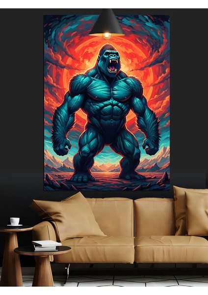 King Kong Figürü Dekoratif Kanvas - Mdf Ahşap Tablo