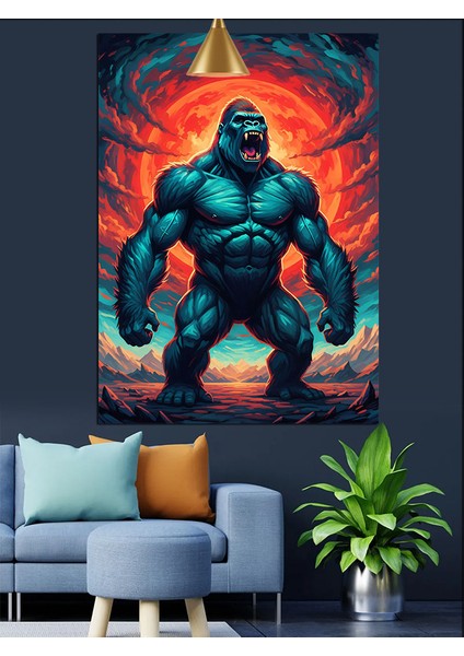 King Kong Figürü Dekoratif Kanvas - Mdf Ahşap Tablo indirimleri