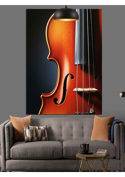 Keman Müzik Aleti Çizim Dekoratif Kanvas - Mdf Ahşap Tablo fiyatları