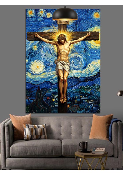 Çarmıhtaki Isa Mesih Figürü Dekoratif Kanvas - Mdf Ahşap Tablo fırsatları