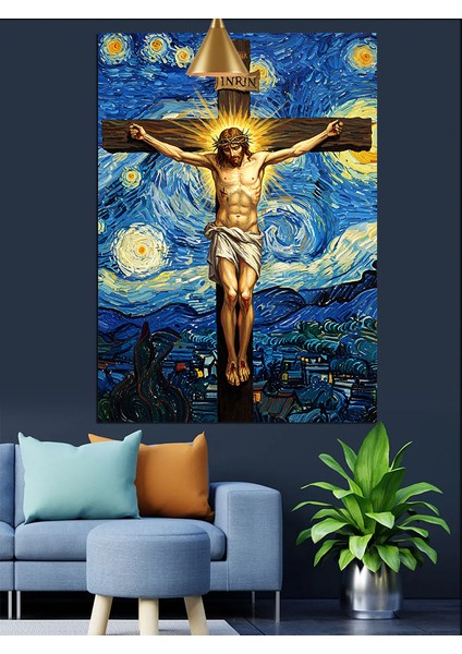 Çarmıhtaki Isa Mesih Figürü Dekoratif Kanvas - Mdf Ahşap Tablo indirimleri