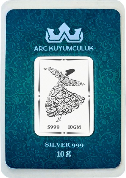 Huzur ve İmanın Gücünü Hissettiren Mevlana Temalı Hediyeye Özel 10 Gram 999 Ayar Gümüş Külçesi-697