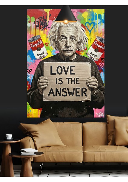 Cevap Aşk Albert Einstein Slogan Dekoratif Kanvas - Mdf Ahşap Tablo fiyatları