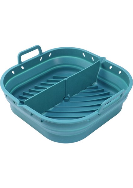 Hava Fritöz Silikon Plaka Kare Yeniden Kullanılabilir Hava Fritöz Pişirme Aksesuarları Katlanabilir 8.5in Airfryer Alet Pişirme Kalıp Mavisi (Yurt Dışından)