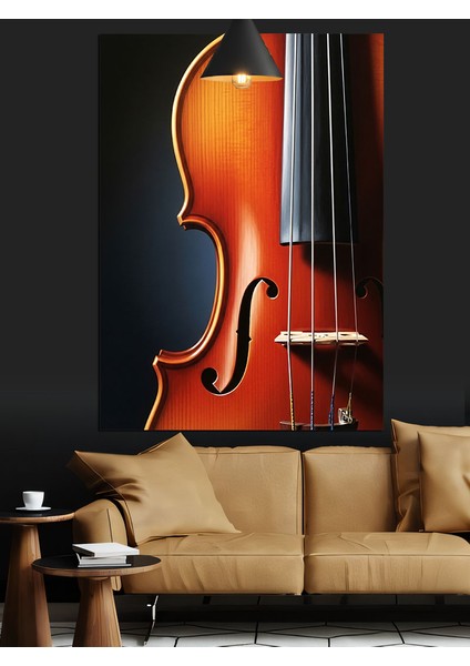 Keman Müzik Aleti Çizim Dekoratif Kanvas - Mdf Ahşap Tablo fırsatları