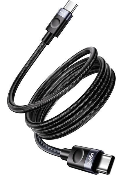 RS50CC Type-C To Type-C Pd Örgü Tasarım Hızlı Şarj Özellikli Data ve Şarj Kablosu 65W 1m Siyah modelleri
