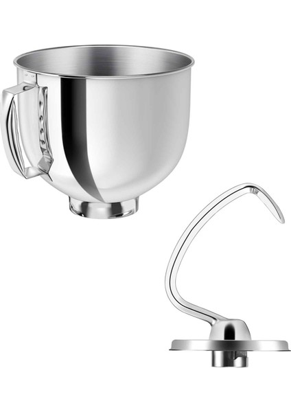 Paslanmaz Çelik Profesyonel Hamur Kancası ve 4.5 ve 5 Quart Mixer Modelleri Için Karıştırma Kasesi K45, K45SS, KN15E1X, KSM75 ve Daha Fazlası (Yurt Dışından)