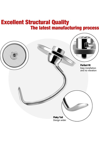 Paslanmaz Çelik Profesyonel Hamur Kancası ve 4.5 ve 5 Quart Mixer Modelleri Için Karıştırma Kasesi K45, K45SS, KN15E1X, KSM75 ve Daha Fazlası (Yurt Dışından) fiyatları