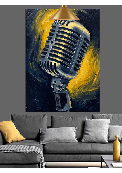 Mikrofon Eski Vintage Tarz Dekoratif Kanvas - Mdf Ahşap Tablo fırsatları