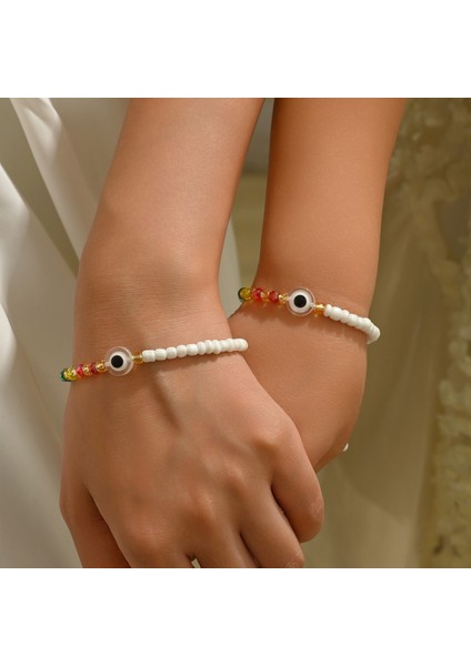 Bohem Renkli Pirinç Boncuklu Göz Boncuklu Bileklik (Yurt Dışından) fiyatları