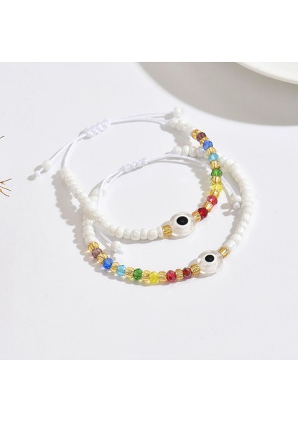 Bohem Renkli Pirinç Boncuklu Göz Boncuklu Bileklik (Yurt Dışından) modelleri