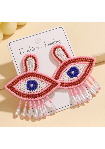 Pirinç Boncuklu Küpe, Şanslı Renkli Şeytan Gözü Boncuklu Küpeler (Yurt Dışından)