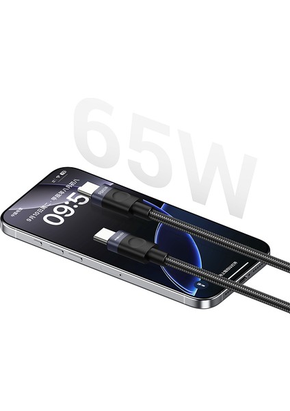 RS50CC Type-C To Type-C Pd Örgü Tasarım Hızlı Şarj Özellikli Data ve Şarj Kablosu 65W 1m Siyah fırsatları