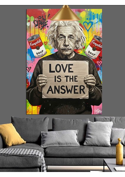 Cevap Aşk Albert Einstein Slogan Dekoratif Kanvas - Mdf Ahşap Tablo modelleri