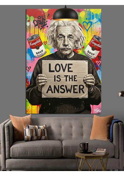 Cevap Aşk Albert Einstein Slogan Dekoratif Kanvas - Mdf Ahşap Tablo indirimleri