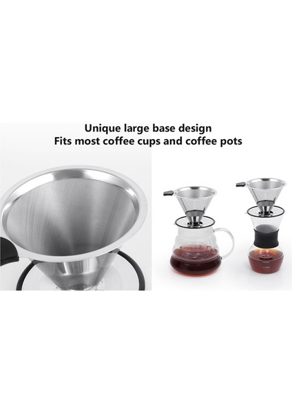 Paslanmaz Çelik Koni Kahve Damlası, Yavaş Damla Kahve Filtresi, Kağıtsız ve Yeniden Kullanılabilir, Ultra Ince Mikromesh Filtre (Yurt Dışından) modelleri