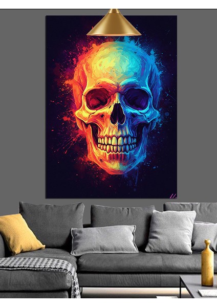 Parlak Neon Kuru Kafa Koyu Fon Dekoratif Kanvas - Mdf Ahşap Tablo indirimleri