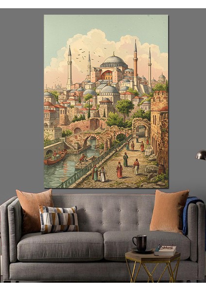 Tarihi Istanbul Camii Manzarası Dekoratif Kanvas - Mdf Ahşap Tablo