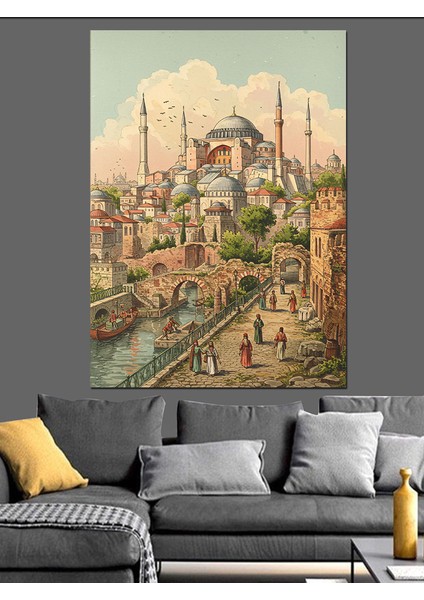 Tarihi Istanbul Camii Manzarası Dekoratif Kanvas - Mdf Ahşap Tablo fiyatları