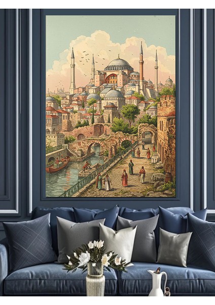 Tarihi Istanbul Camii Manzarası Dekoratif Kanvas - Mdf Ahşap Tablo modelleri