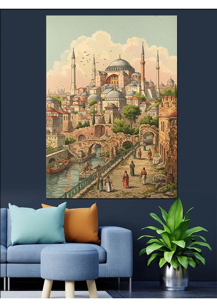 Tarihi Istanbul Camii Manzarası Dekoratif Kanvas - Mdf Ahşap Tablo fırsatları