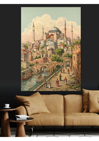 Tarihi Istanbul Camii Manzarası Dekoratif Kanvas - Mdf Ahşap Tablo indirimleri