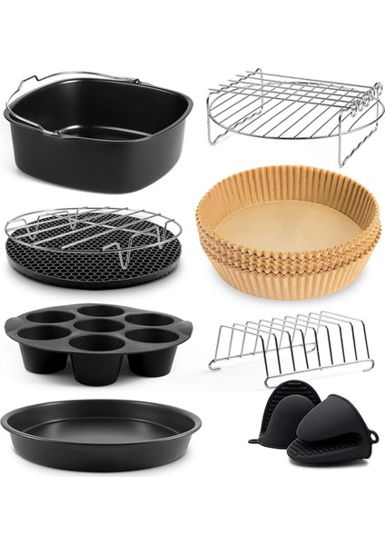 Square Air Fritöz Aksesuarları 9 Inç, Cosori Ninja Phillips Tower Anında Pot Tefal Vb. 5.6-8.3l Derin Sepet Airfryer (Yurt Dışından)