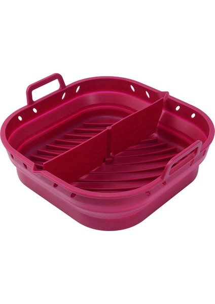 Hava Fritöz Silikon Plaka Kare Yeniden Kullanılabilir Hava Fritöz Pişirme Aksesuarları Katlanabilir 8.5in Airfryer Alet Pişirme Kalıp Kırmızı (Yurt Dışından)