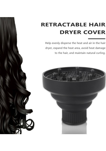 Evrensel Katlanabilir Saç Kurutucu Difüzör Eki Katlanabilir Taşınabilir Seyahat Katlama Tasarımı Çoğu Saç Kurutucu Black (Yurt Dışından) modelleri