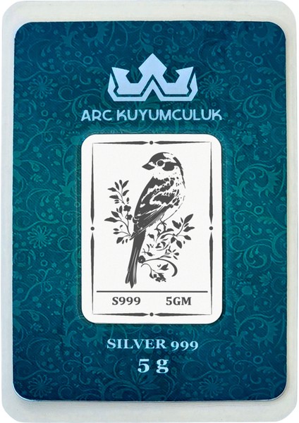 Neşeyi ve Zarafeti Yansıtan Bülbül Temalı Hediyeye Özel 5 Gram 999 Ayar Gümüş Külçesi-698
