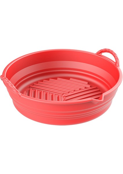 Yeni Katlanabilir Hava Kızarmış Pot Silikon Pişirme Tavası Yastık Şeklindeki Hava Kızarmış Tava Pişirme Hava Ocak Pedini (Kırmızı) (Yurt Dışından)