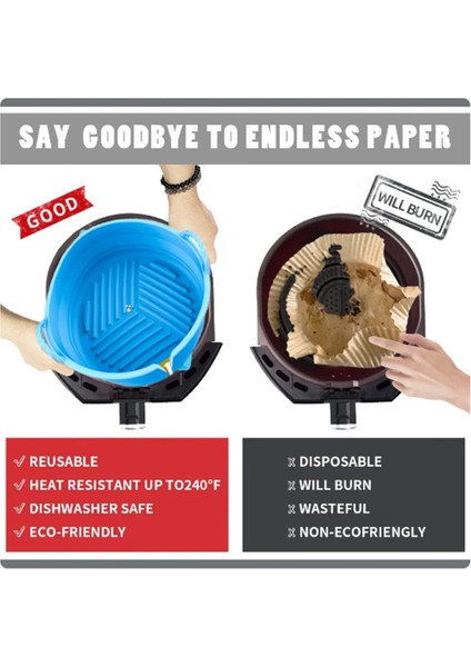 Yeni Katlanabilir Hava Kızarmış Pot Silikon Pişirme Tavası Yastık Şeklindeki Hava Kızarmış Tava Pişirme Hava Ocak Pedini (Kırmızı) (Yurt Dışından) fırsatları