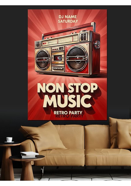 Radyo Kaseti Müzik Kutusu Dekoratif Kanvas - Mdf Ahşap Tablo