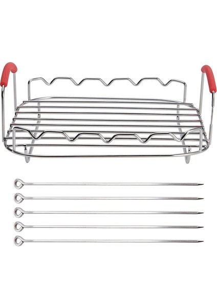 9 Inç Paslanmaz Çelik Airfryer Izgara Rafları Çok Yönlü Kare Kavurma Izgaralı Şişeler ile Pişirme Tepsisi Hava Billeleri Tutucu (Yurt Dışından) fırsatları