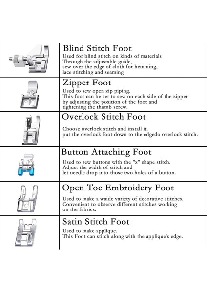 12PCS Presser Ayak Kiti, Straigh Ayak, Silindir Ayak, Dikiş Makinesi Ayak Presler Ayakları Dikiş Makineleri Için Set (Yurt Dışından) modelleri